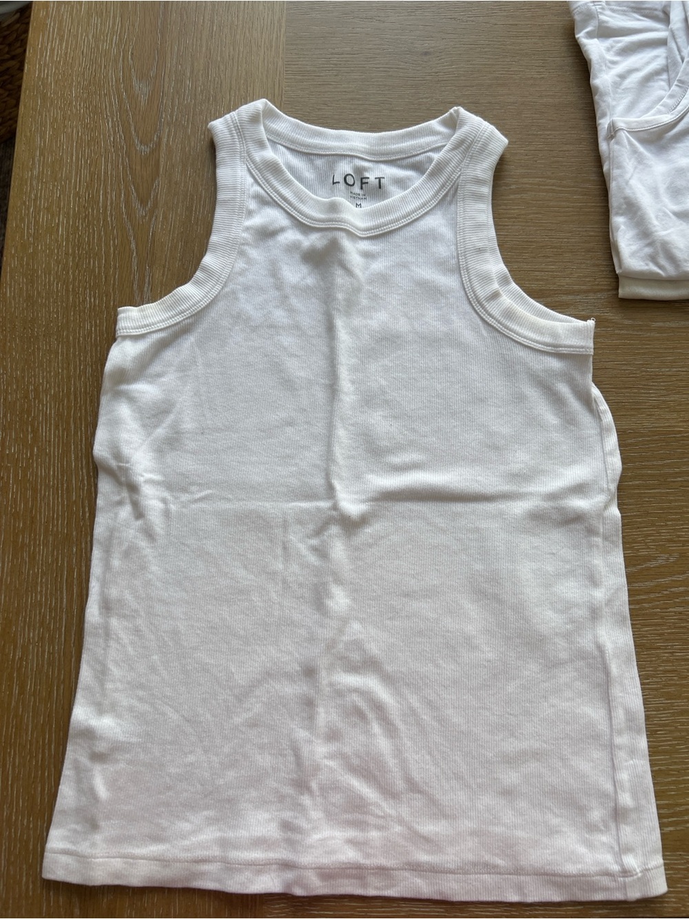 LOFT White Ribbed Tank with Racerback Style